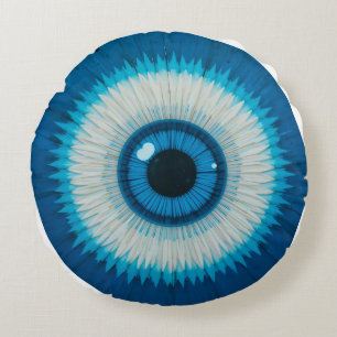 Blue Artistic Evil Eye Design Rundes Kissen