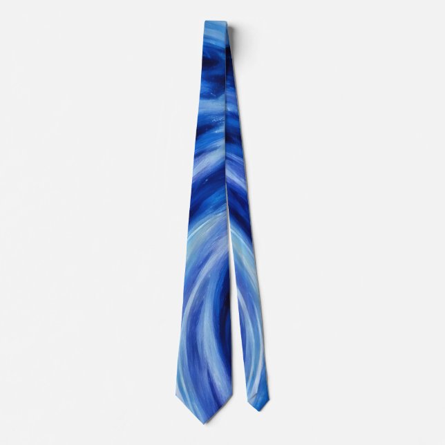 Blue Artsy Abstract Cool Colors Tie Krawatte (Vorderseite)