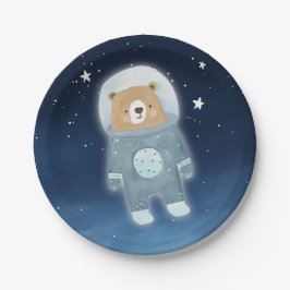 Blue Astronaut Bear Space Baby Dusche Pappteller