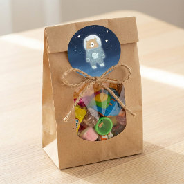 Blue Astronaut Bear Space Baby Dusche Runder Aufkleber