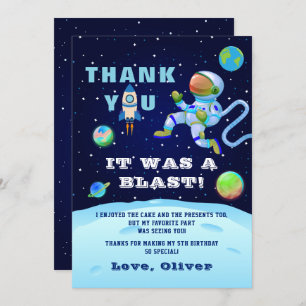Blue Astronaut Earth Outer Space Geburtstag Dankeskarte