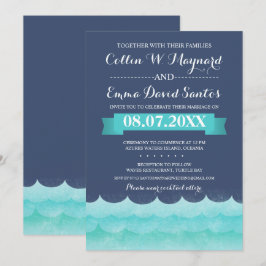 Blue at Sea Nautical Wedites Einladung
