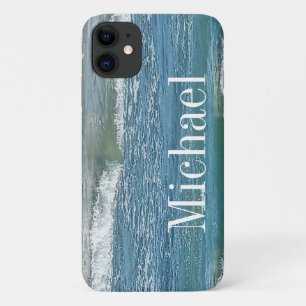 Blue Atlantic Ocean Shore Simple Large Print Name Case-Mate iPhone Hülle