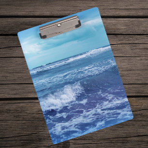 Blue Atlantic Ocean Waves Wolken Sky Foto Klemmbrett