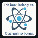 Blue Atom Science Design Buchzeichen Sticker<br><div class="desc">Blue Atom Science Design Buchzeichen Sticker mit anpassbarer Text- und Hintergrundfarbe.</div>