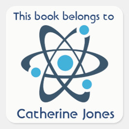 Blue Atom Science Design Buchzeichen Sticker