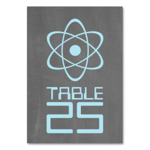 Blue Atomic Chalkboard Table Card Tischnummer