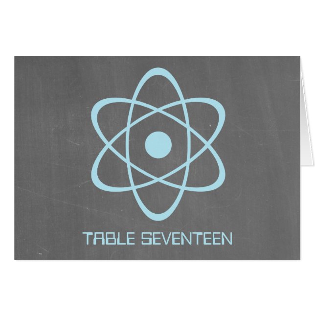 Blue Atomic Chalkboard Tischnummer Card (Vorderseite (Horizontal))