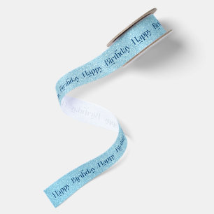 Blue auf Blau Happy Birthday Retro-Typografie Satinband