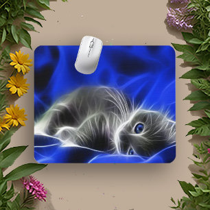 Blue Aura Cat Design Mousepad