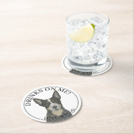 Blue Australian Cattledog Heeler Wedding Runder Pappuntersetzer