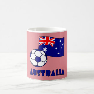 Blue Australian Soccer Ball Flag Rosa Hintergrund Tasse