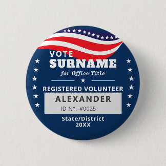 BLUE Authorized Volunteer 2026 Midterm Campaign ID Button