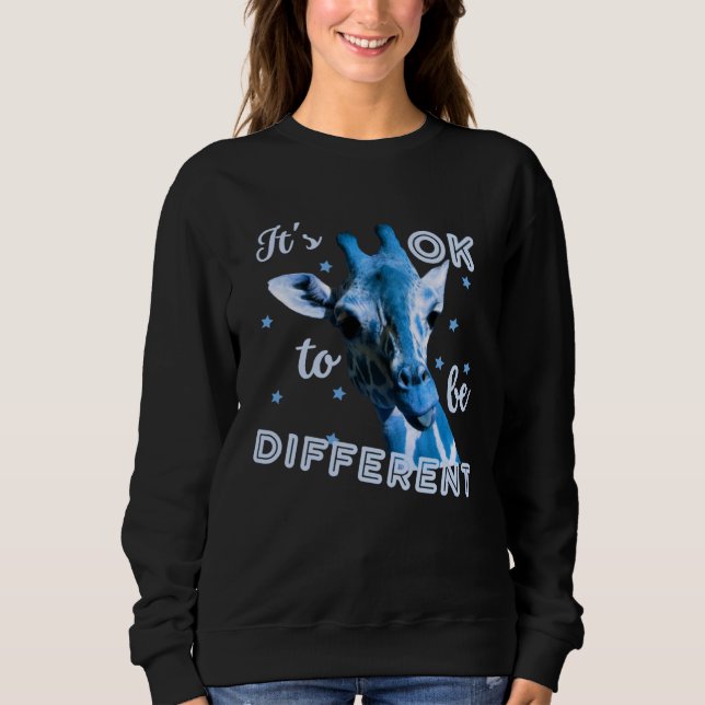 Blue Autism Awareness Cute Giraffe Its Ok To Be Di Sweatshirt (Vorderseite)