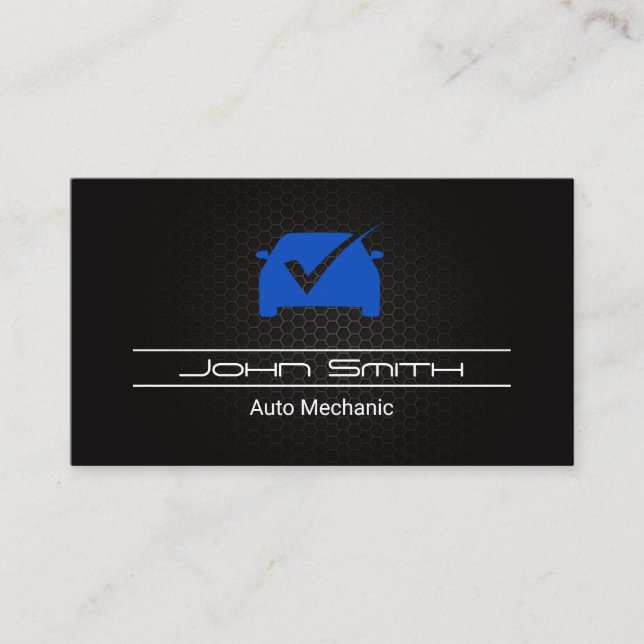 Blue Auto Logo Karo Mark Business Card Visitenkarte (Vorderseite)