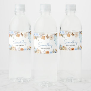 Blue Autumn Floral Pumpkin Baby Dusche Wasserflaschenetikett
