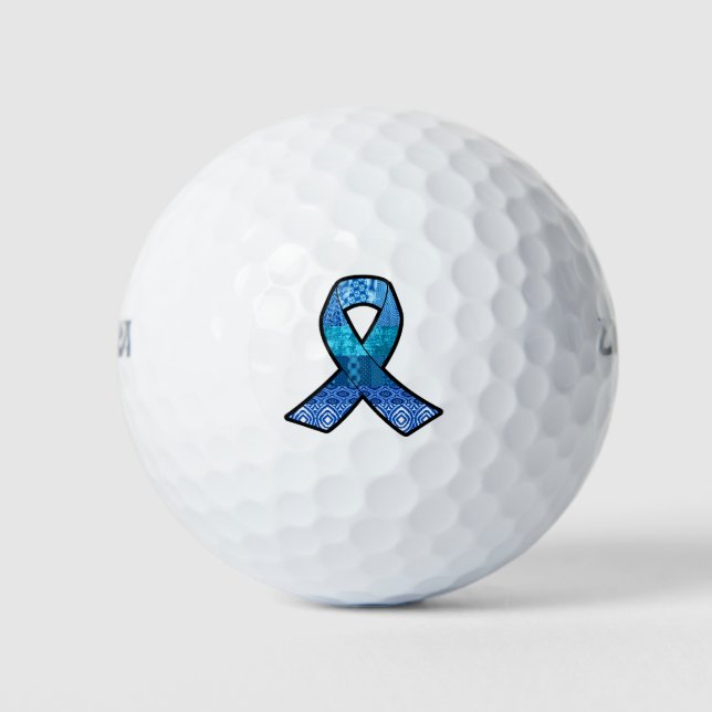 Blue Awareness Retro Ribbon Golfball (Vorderseite)