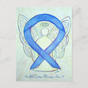 Blue Awareness Ribbon Angel Art Custom Postcard Postkarte