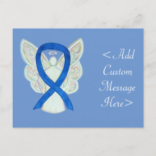 Blue Awareness Ribbon Angel Custom Art Postkarte