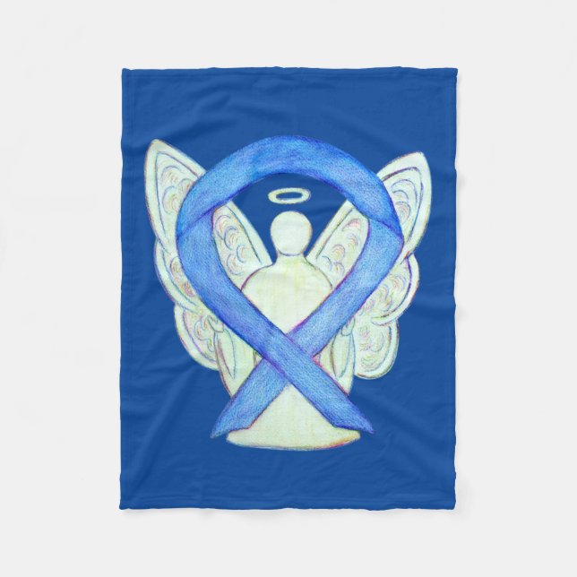 Blue Awareness Ribbon Angel Custom Soft Blanke Fleecedecke (Vorderseite)