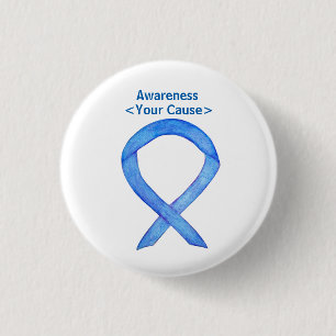 Blue Awareness Ribbon Art kundenspezifische Messag Button