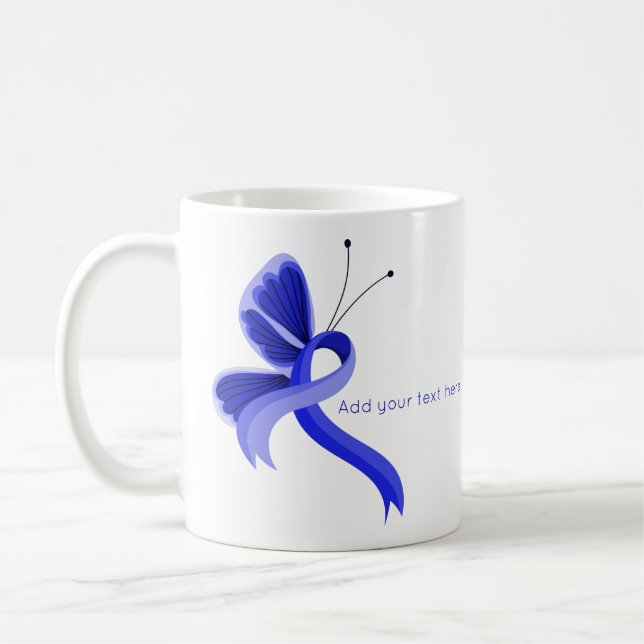 Blue Awareness Ribbon Butterfly Kaffee Tasse (Links)