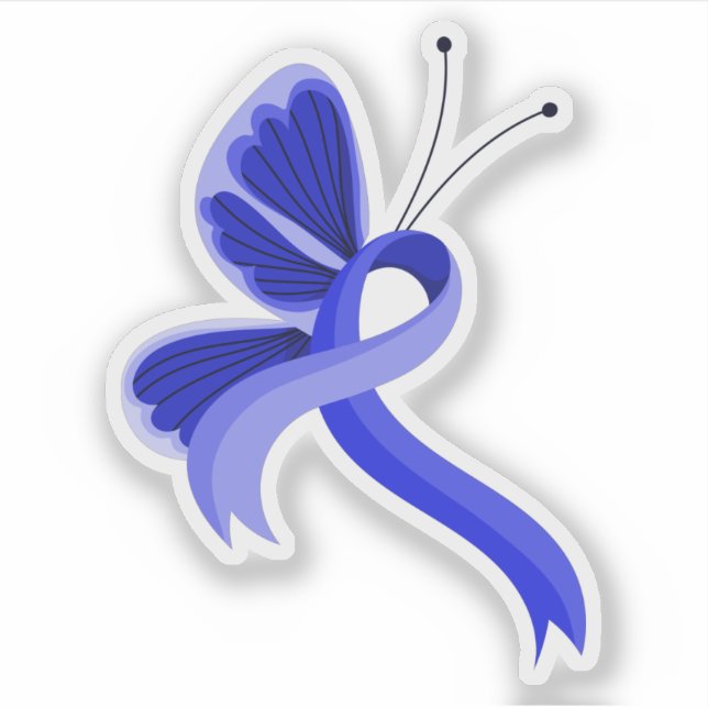 Blue Awareness Ribbon Butterfly Kaffee Tasse Aufkleber (Vorderseite)