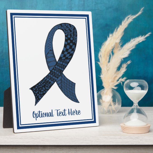 Blue Awareness Ribbon Custom Colors Plaque Fotoplatte (Seite)