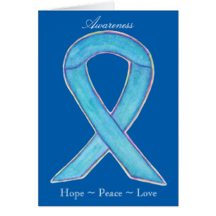 Blue Awareness Ribbon Custom Grußkarte