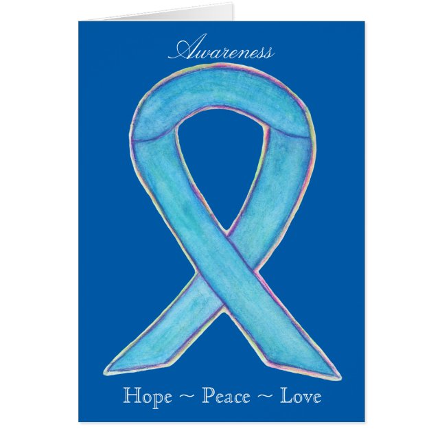 Blue Awareness Ribbon Custom Grußkarte (Vorne)