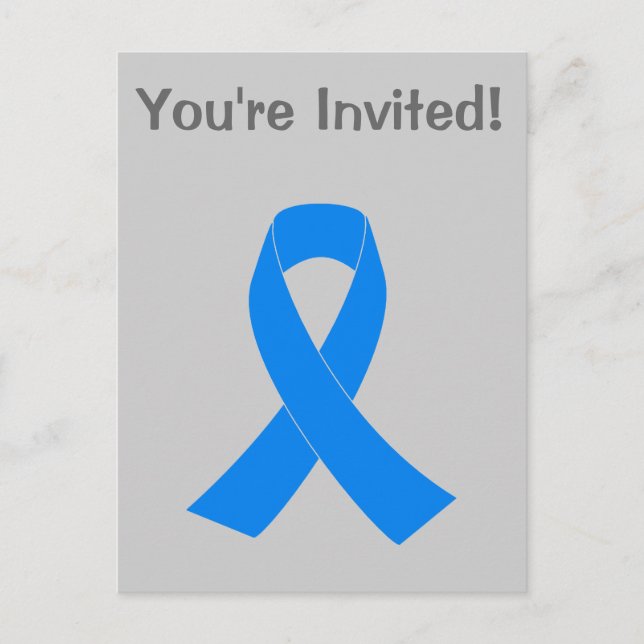 Blue Awareness Ribbon Einladungspostkarte (Vorderseite)