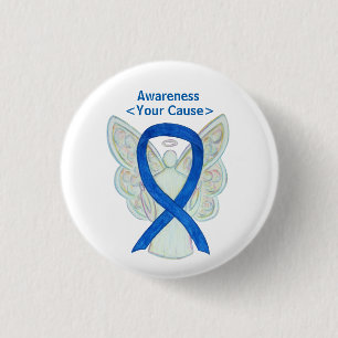 Blue Awareness Ribbon Engel individuell angepasste Button