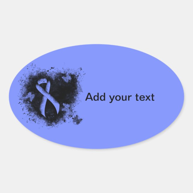 Blue Awareness Ribbon Grunge Herz Ovaler Aufkleber (Vorderseite)