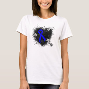 Blue Awareness Ribbon Grunge Herz T-Shirt