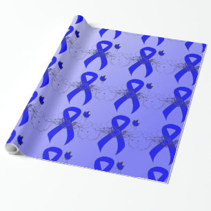 Blue Awareness Ribbon mit Butterfly Geschenkpapier