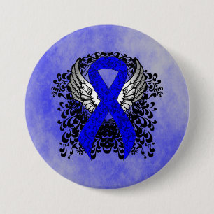 Blue Awareness Ribbon mit Flügen Button