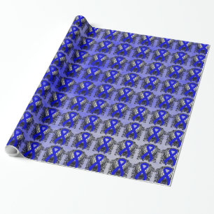 Blue Awareness Ribbon mit Flügen Geschenkpapier