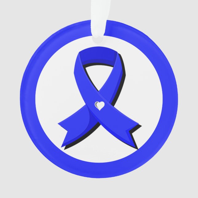 Blue Awareness Ribbon Weißes Herz Ornament (Vorderseite)