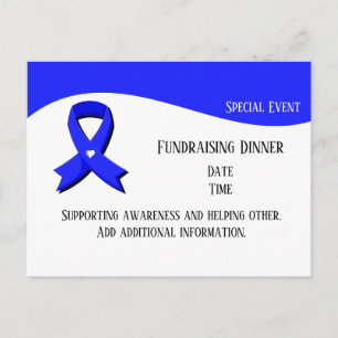 Blue Awareness Ribbon White Heart Fundraiser Postkarte