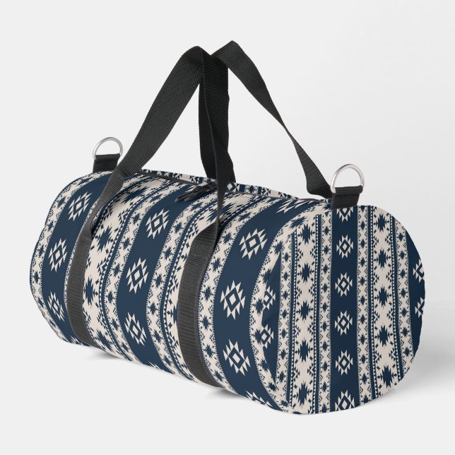 Blue Aztec Print Cut Sew Bag Duffle Bag (Linke Seite)