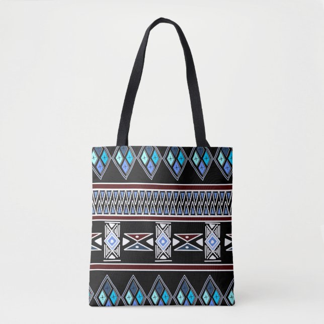 Blue Aztec Print Tasche (Vorderseite)