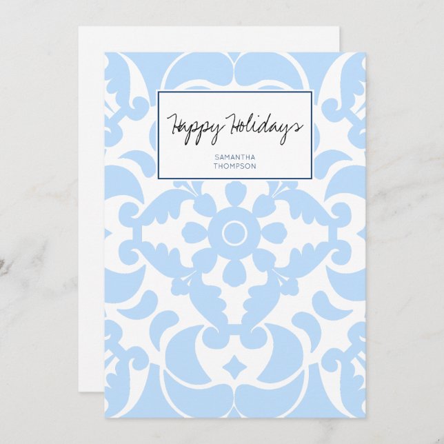 Blue Azulejos Portugiesisches Mittelmeer Feiertagskarte (Vorne/Hinten)