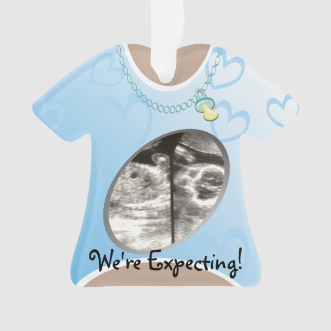 Blue Baby Ankündigung von Maternity Shirt Ornament (Vorderseite)