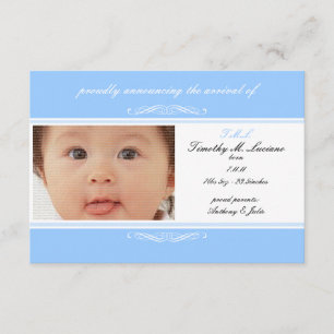 Blue Baby Announcement Foto Cards Ankündigung