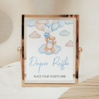 Blue Baby Bear Balloon Baby Dusche Windel Raffle