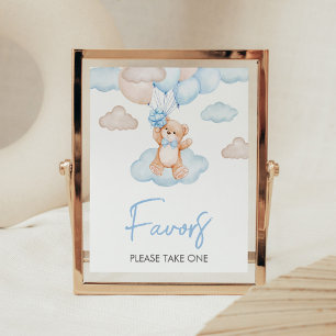 Blue Baby Bear Balloon Baby Shower Favorit Poster