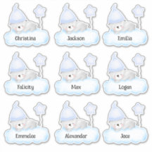 Blue Baby Bear Custom Multiple Name Stickers