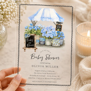 Blue Baby Bloom Dusche Einladung