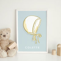 Blue Baby Bonnet Personalisiert Kids Name Art