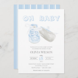 Blue Baby Bootie Watercolor Baby Shower Einladung